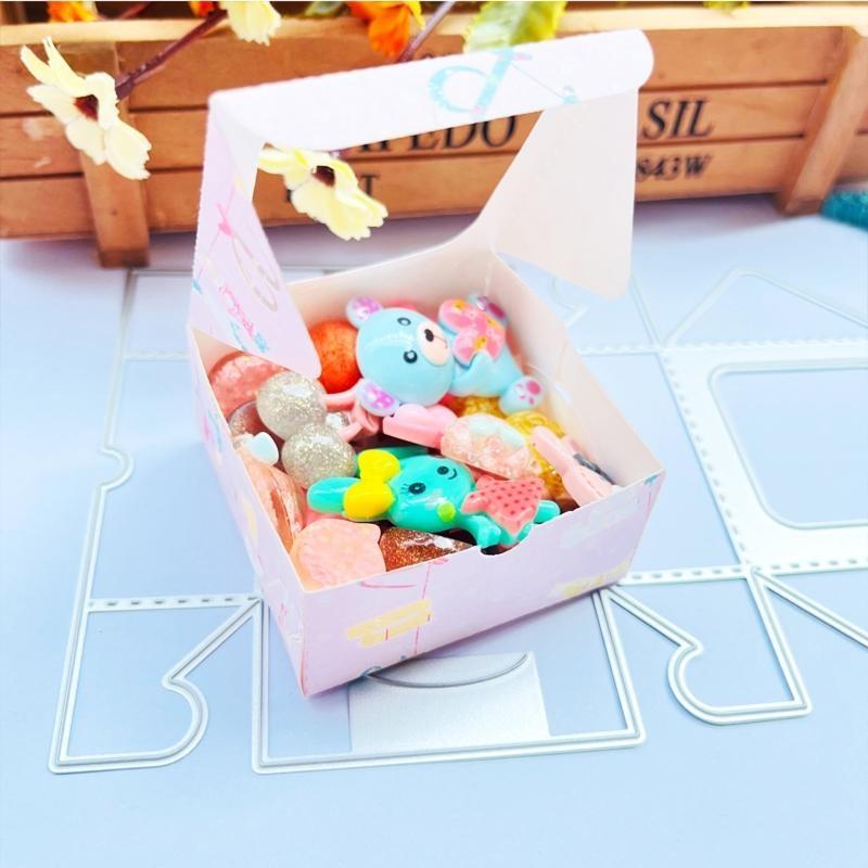 Ihåliga fyrkantiga godispresentaskar metall stansmönster stencil DIY vikbar för fodral prägling stansar scrapbooking mall