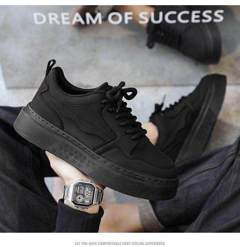Spring Men's Trendy Breathable Sneakers - Versatile Thick-Soled Casual Skate Shoes