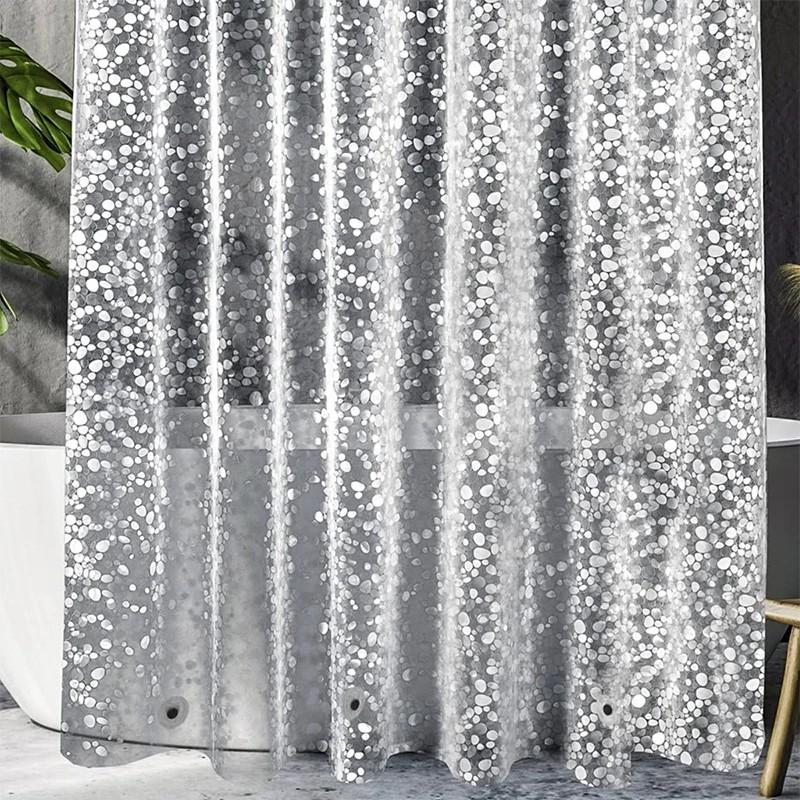 8001 PEVA 3D Pattern Shower Curtain with Steel Hooks for Bathroom, 180x180cm