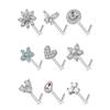 Steel Male Butterfly Zircon Flower L Shape Nose Ring Septum Nose Ring Body Jewelry Nose Stud