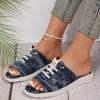 2026 New Canvas Slippers for Women Summer Breathable Sandals Open Toe Ladies Denim Comfort Flat Shoes Zapatos Mujer Size 43