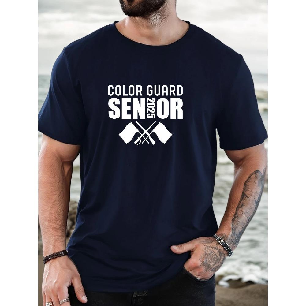 

Male COLOR GUARD SENIOR 2025 pattern summer casual crew neck short T-shirt XXXL темно-синий