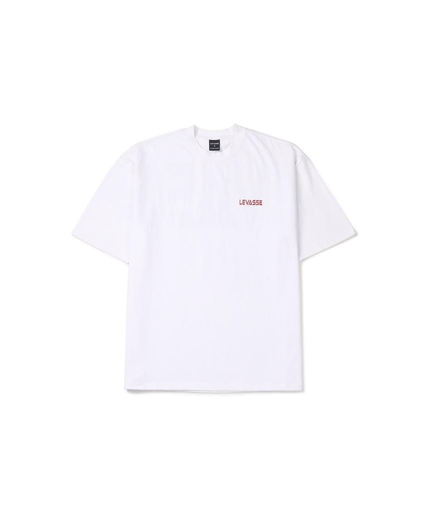 Leubase Old School Bag Dark Red Logo Oversized Short Sleeve T-Shirt_White