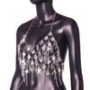 Popular Body Chain Tassels Gemstone Bikini Bra Chains Chest Chain Bra Lustrous Body Jewelry for Female Night Club Suit