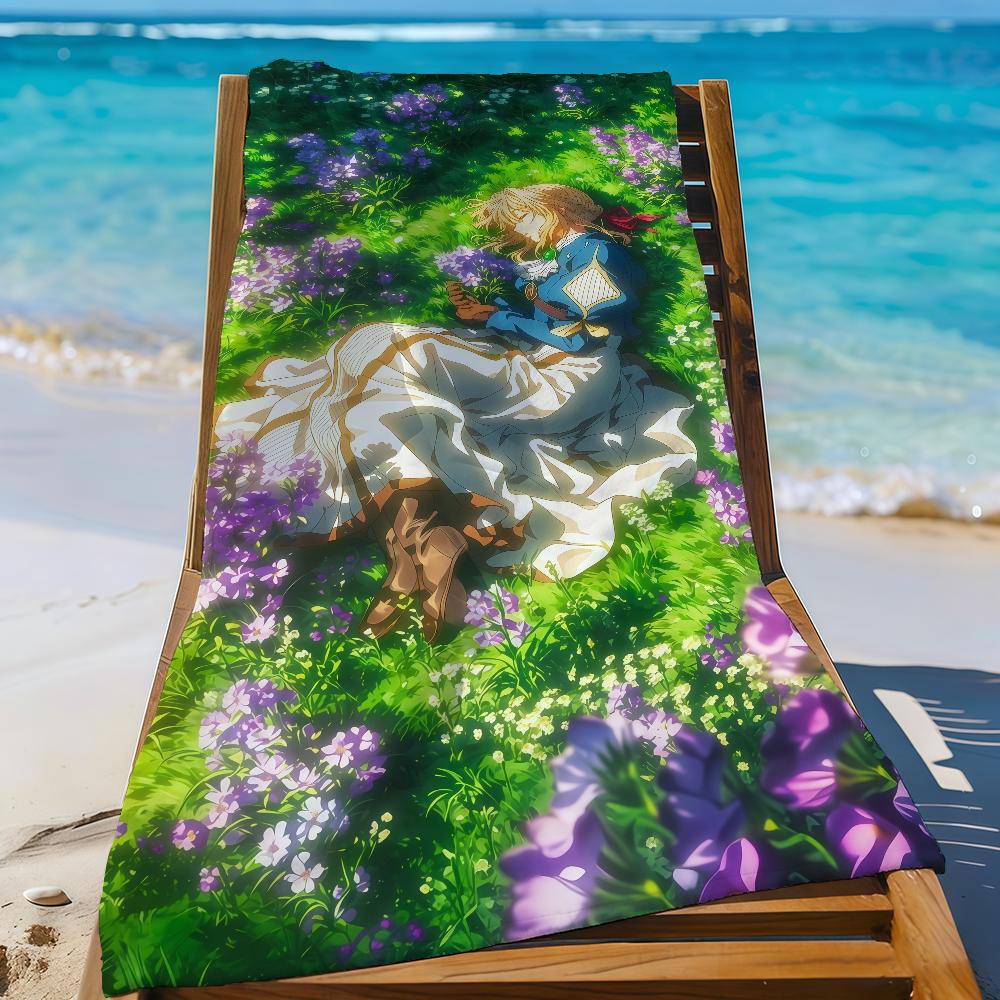 

Anime V-Violet E-Evergarden Towel Sports Quick Dry Travel Camping Gear Sandproof Soft Light Large Beach Towel W40*H60(CM)