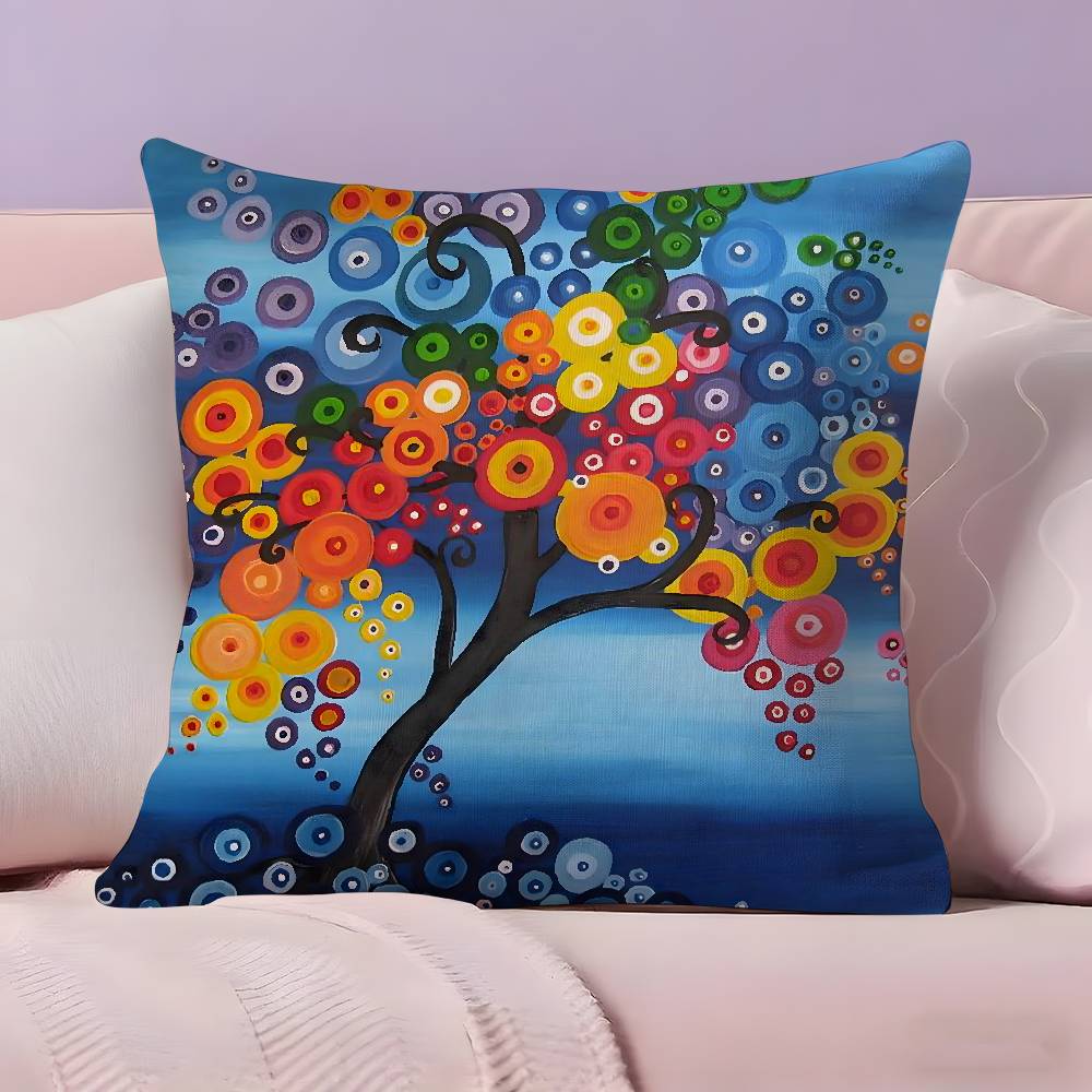 Colored Tree Pillow Case  Ultra Soft Skin Friendly Fabric Cloud Like Comfort & Concealed Zipper