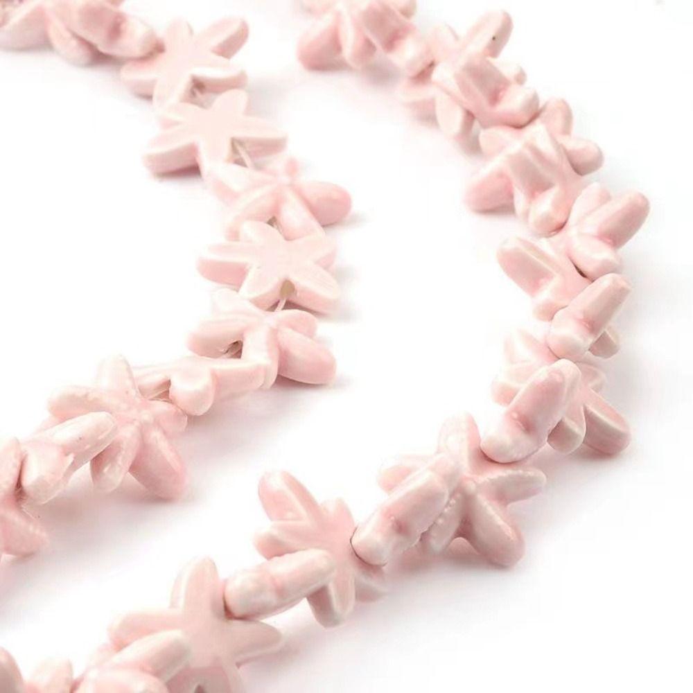 10pcs Handmade Craft Ceramic Spacer Loose Beads Ceramic Jewelry Making Material Starfish Bead Women