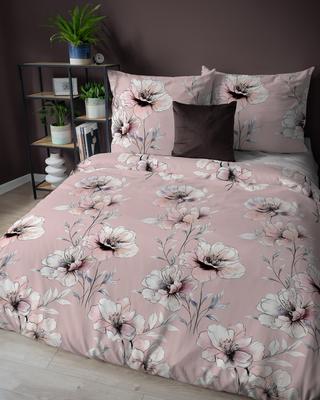 Flannel Bedding 220X200 Pink With Large Flowers
