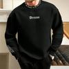 Men Casual Thick Warm Sweatshirt Fall Winter Letter Print Round Neck Long Sleeve Loose Soft Top