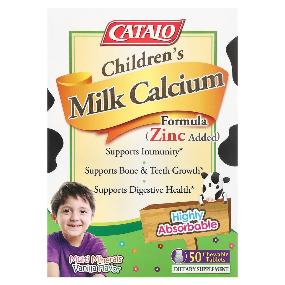 iHerb Kids' Milk Calcium Formula Vanilla Flavored Chewables, 50 Tablets