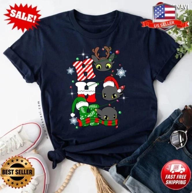 Toothless Ho Ho Ho Gorgeous Christmas How to train your Dragon T-Shirt 4XL