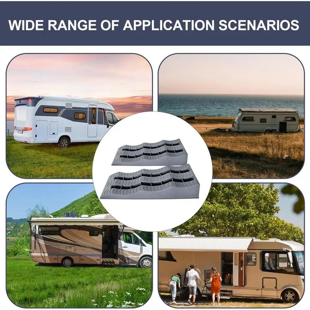 2PCS Auto Wheel Blocks RV Leveling Ramps Anti-Skid Heavy-Duty Camper Wheel Chocks Levelers Load-Bearing Capacity Of 3.5 Tons