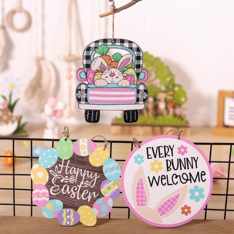 Easters Door Sign Offering Color Easters Party Supplies Wood Door Ornament Suitable for Home Office and Shop Decorations