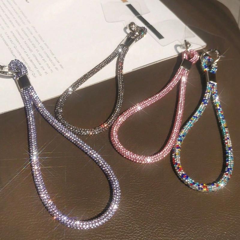 Luxury Glitter Flashy Rhinestone Cell Phone Charm Lanyard For iPhone Samsung Diamond Crystal Phone Wrist Straps Keychain Hanging 1