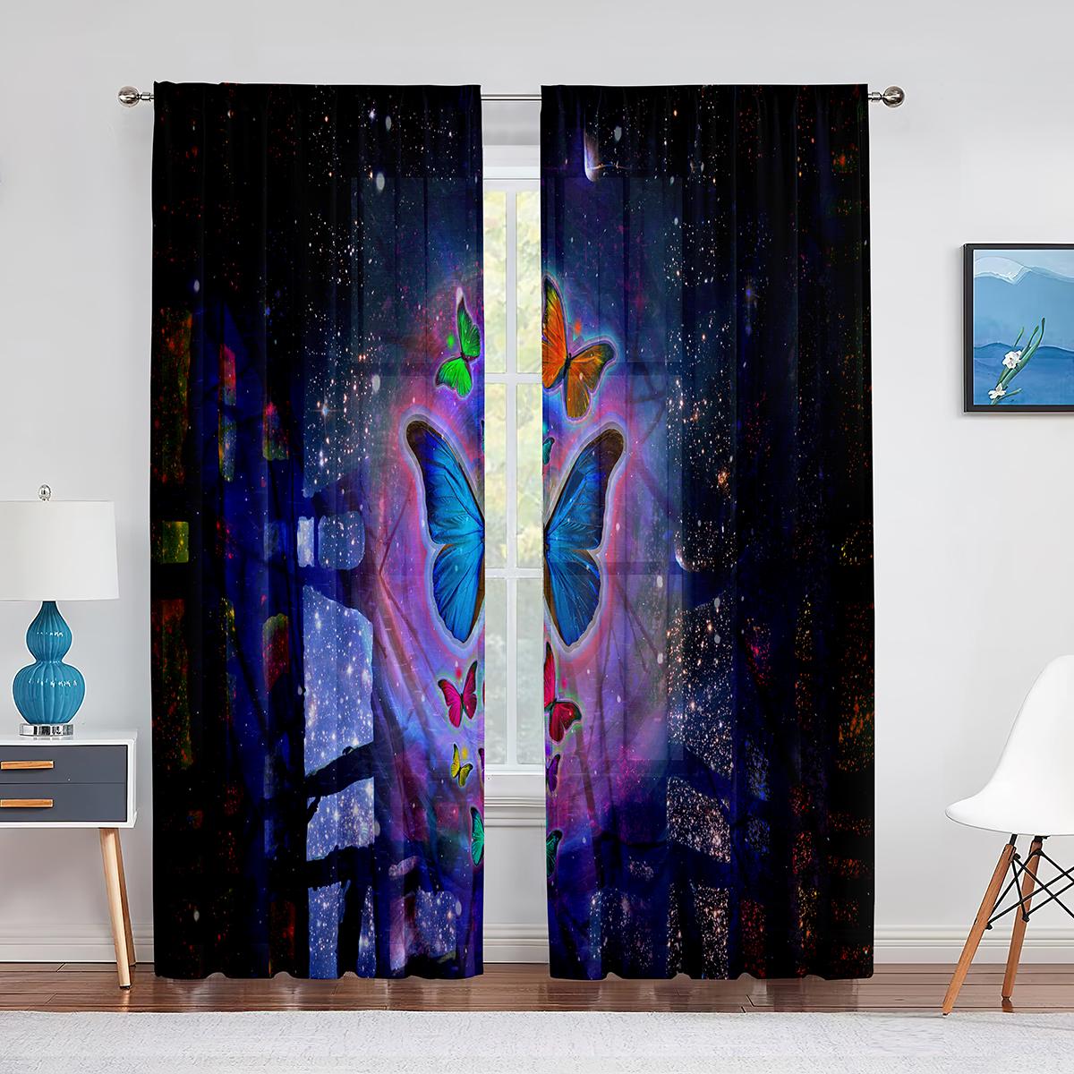 Весенний цветок красочные цветочные бабочки прозрачные занавески для гостиной вуаль — фото 11