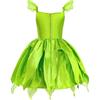 Rochie Tinker Bell for Kids, Hairband & Magic Wand Set with Butterflies, Tinker Bell & Peter Pan, Fine Fabric, 130, 5-6 Years, Green