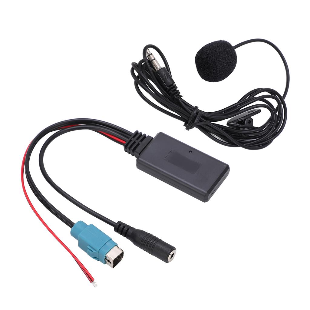 Bluetooth AUX IN Cable Adapter Stereo Full Speed with Removable Microphone Replacement for Alpine 2009‑up
