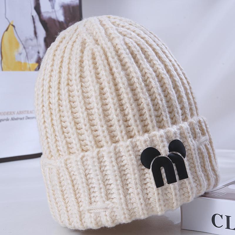 Women's Winter Warm Knitted Hat Korean Style Cute Big Head Windproof Ear Protection Wool Hat Versatile Pullover Hat