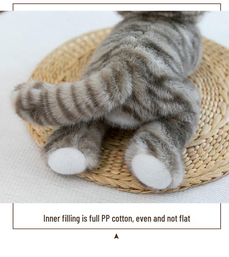 Large Cute & Realistic Sitting Kitten Plush Toy - Well-Behaved Cat Figurine for Birthdays