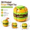 Hamburger-thema 6D-geprinte stressbal — een draaiend stressverlichtend speeltje, ideaal voor bureaus en dagelijks gebruik (een van deze wordt willekeurig verzonden)
