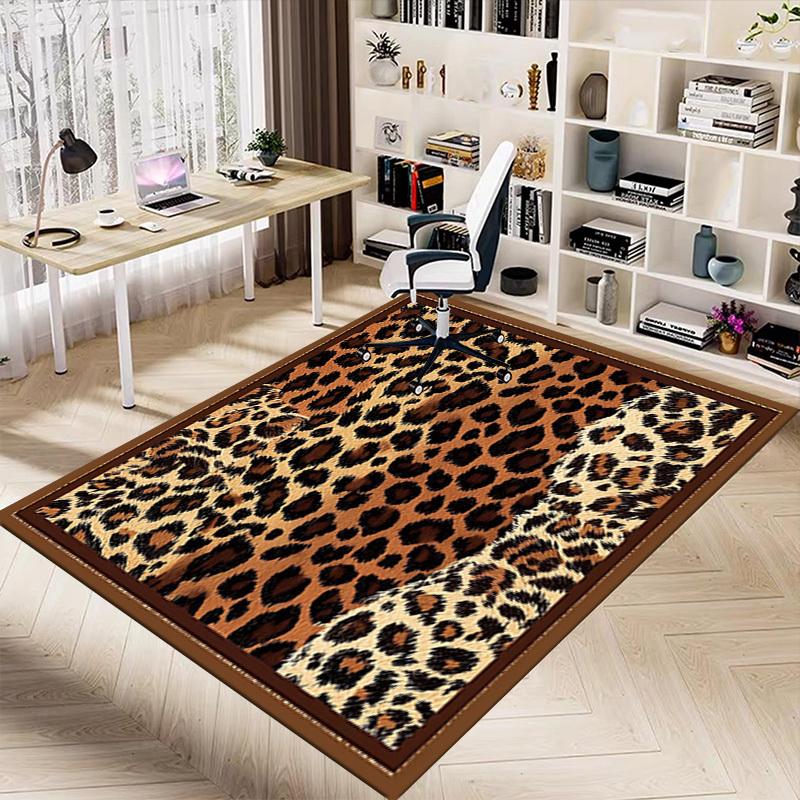 1 Stück Leopardenmuster rutschfester Teppichboden, Büro, Familie, Schlafzimmer, Studio - Großer Teppich, Dekorationsmatte, Langlebiges Material-C0444