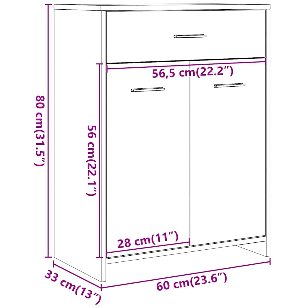 Bathroom Cabinet Concrete Grey 60 x 33 x 80 cm Wood Based Panel
