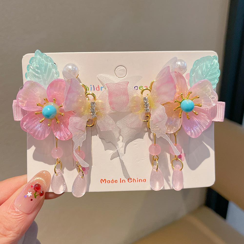 Chinese Style Hanfu Hairpin Set for Girls - Includes Hair Clips, Swaying Tassels, and Butterfly Accessories