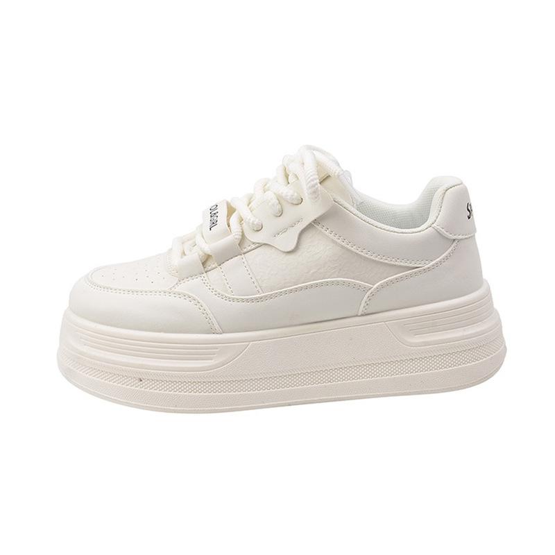 Fashion Milky - Tone Platform Bread Sneakers | Vintage Sweet - Edgy Lace - Up Casual Chunky Shoes