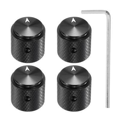 Uxcell Aluminum Potentiometer ID X OD X Universal Volume Tone Control Knob for Guitar and Bass with Arrow Black 4-Piece Knob, 1/4" (6mm) 5/8" (15mm)