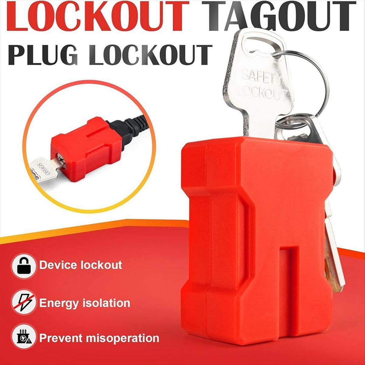 BHBL 2Set Plug Lock-Electrical Cord Plug Lockout Device,Electrical Shutdown Service Fits U.S Standard 2 and 3-Pronged Plugs China Mainland