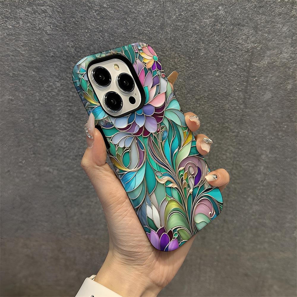 New artistic glazed pattern mobile phone case Apple 17promax two-in-one film case iPhone12