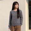 SPAO Vintage Red Cable Knit Cardigan