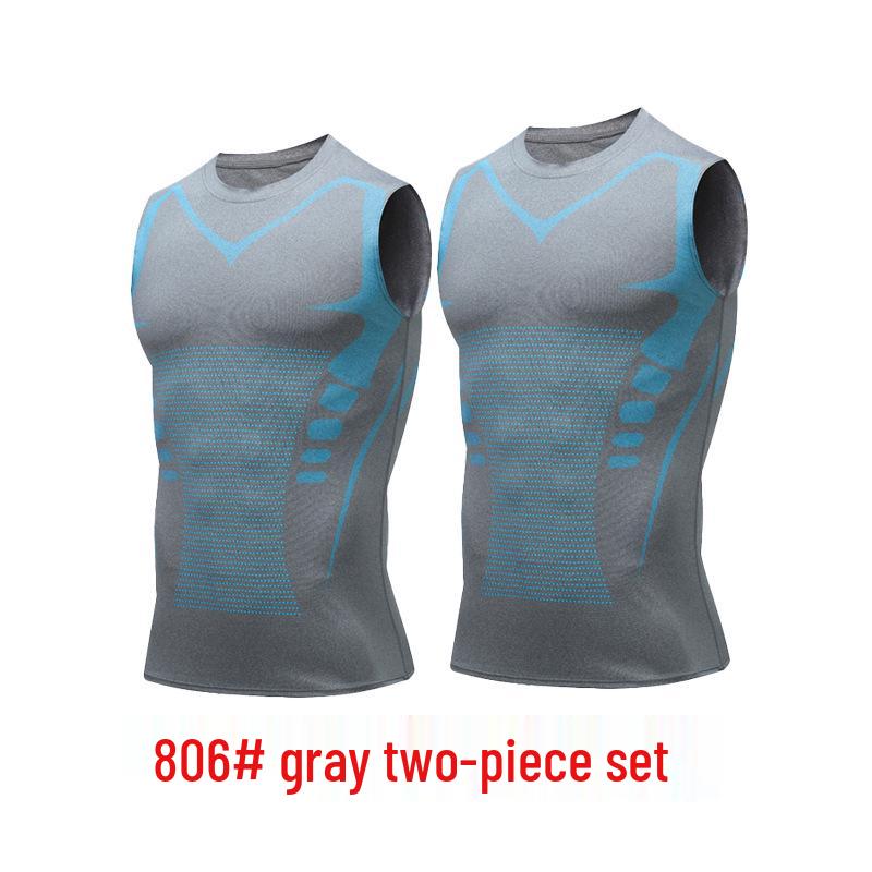 Men's Quick-Dry Fitness Sleeveless Set: Tight-Fit Wide-Shoulder Running & Basketball Training Vest & Shorts.