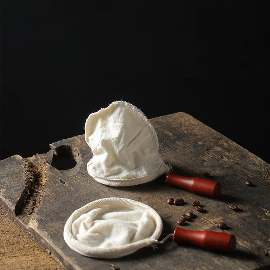 Lanito Coffee Fabric Coffee Camping Coffee with Wooden and Removable Person Wooden Dripper, Drip, Filter, Cone, Portable, Handle, Reusable, Washable,