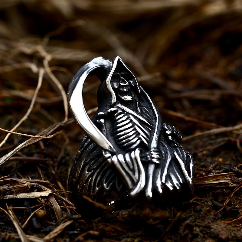 Beier 2022 Neue Designs 316L Edelstahl Klassisch Helles Totenkopf Sensenmann Herrenring Punk Party Hochwertiger Schmuck LLBR8-143R