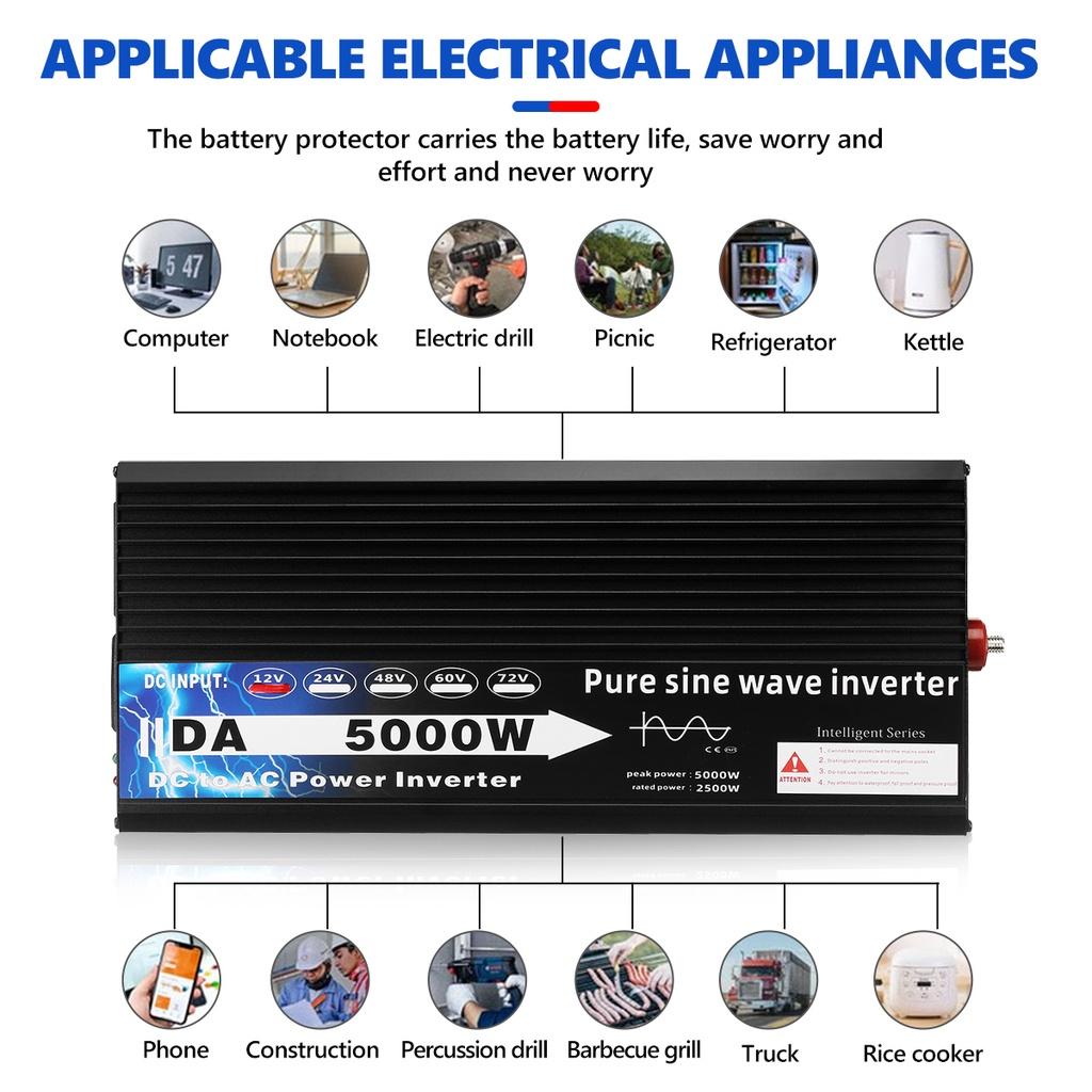 2200W 3000W 4000W 5000W Pure Sine Wave Inverter DC 12v/24v To AC 110V/220V Voltage Transformer Power Converter Solar Inverter