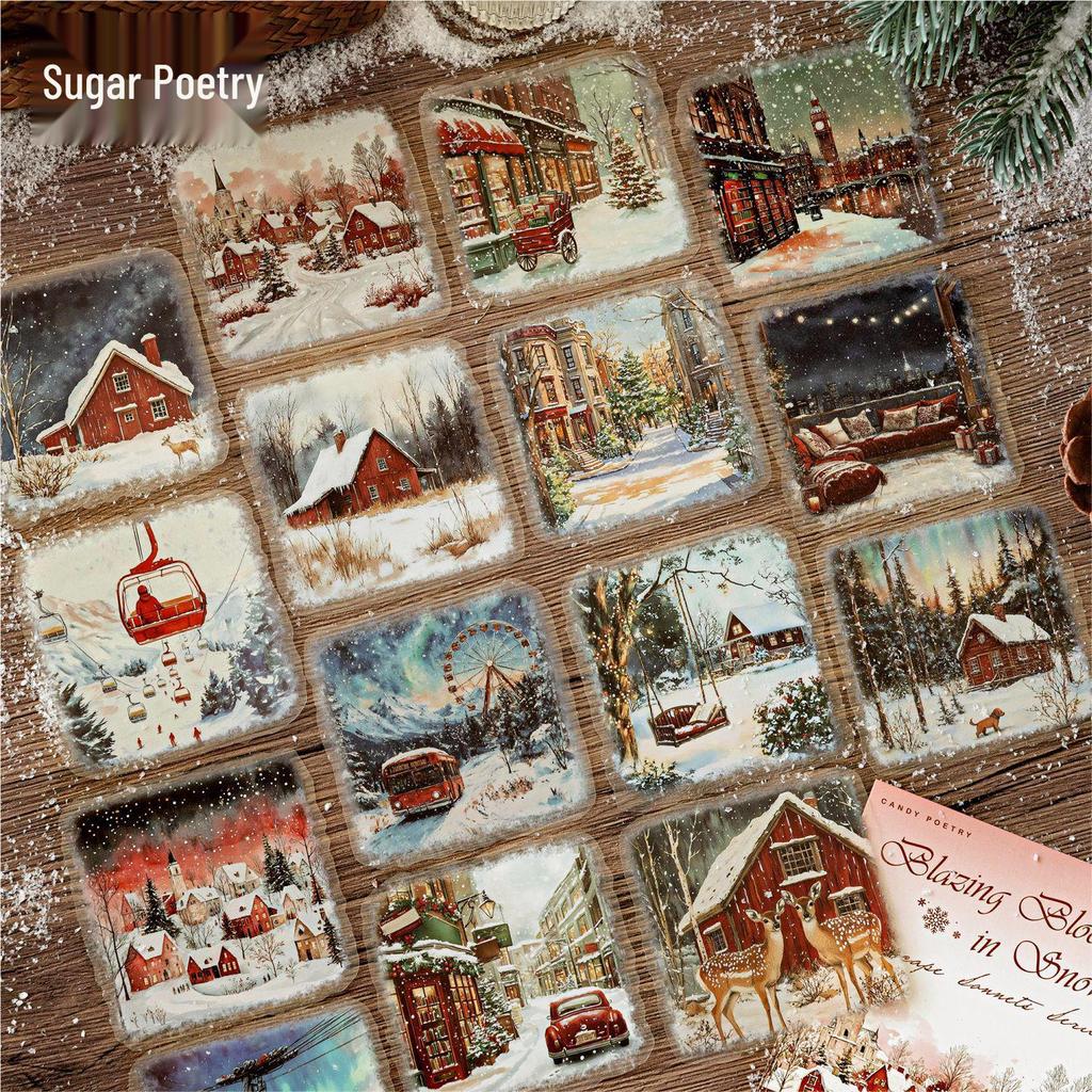 Snow Realm Poems: Winter Scenery White Ink Sticker Pack, 6 Designs