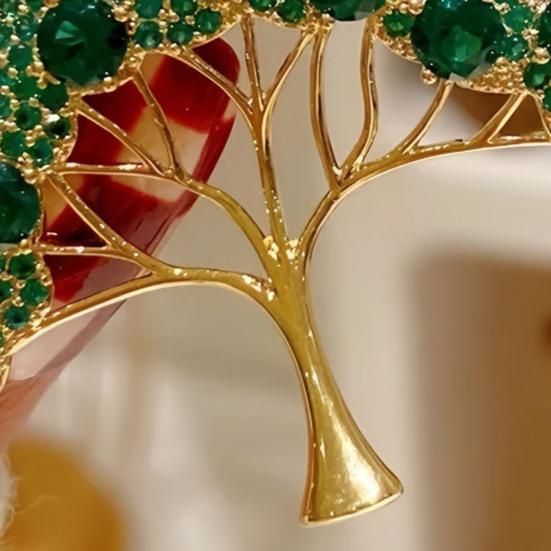 Women Brooch Sparkling Rhinestone Inlaid Money Tree Shape Anti-Exposure Buckle Suits Shirts Sweaters Bags Badge Outfit