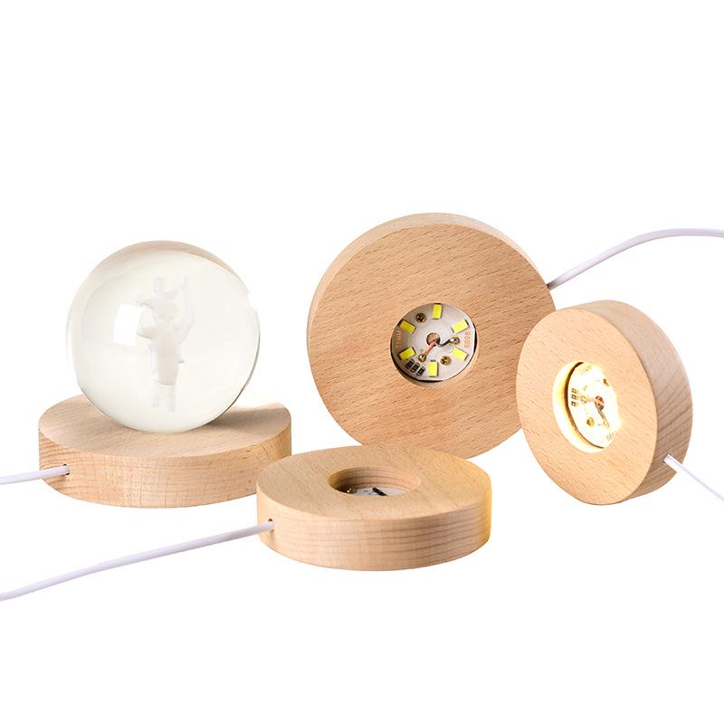 USB Oak Crystal Night Light with Glowing Base