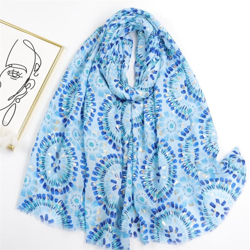 Moda  Espanha Jardim Brilho Floral Franja Viscose Lenço Cachecol Estampa Macio Pashmina Hijabs E Xales Lenços Muçulmano Lenço