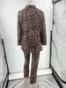 2024 Leopard Print Women's Autumn Winter Fashion Cardigan Jacket and Trousers Set