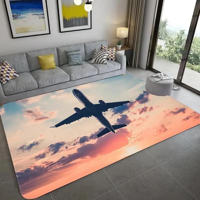 Fashion Airplane 3D Carpet Home Decor Living Room Hallway Entrance Doormat Boy's Bedroom Rug Non-Slip Bathroom Kitchen Floor Mat