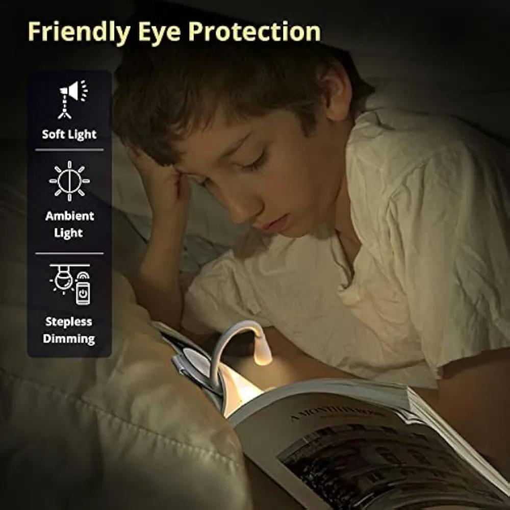 New Book Light Reading Lamp for Books in Bed Led Book Night Lamp Rechargeable 3 Color Stepless Brightness Clip on Reading Lights
