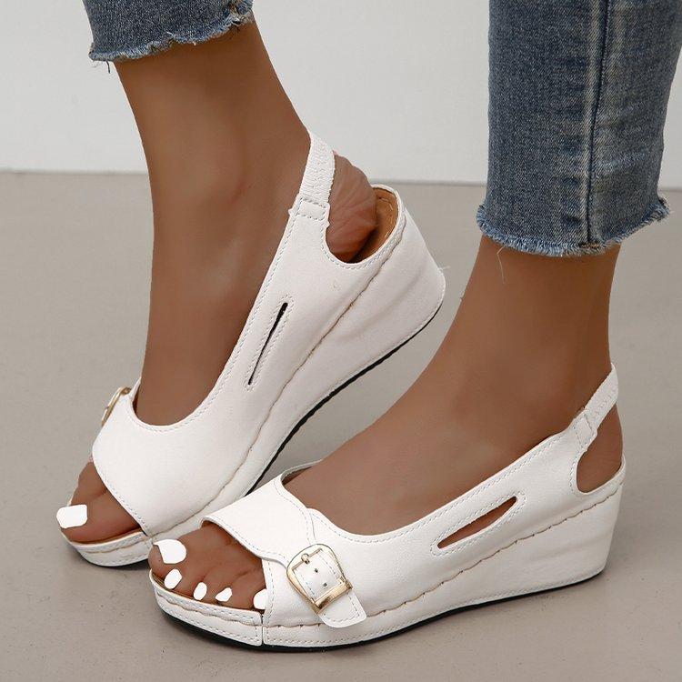 Summer Sandals Women Fish Mouth Fashion Comfort Roman Shoes Buckle Peep Toe Casual Beach Wedge Platform Female Sandals