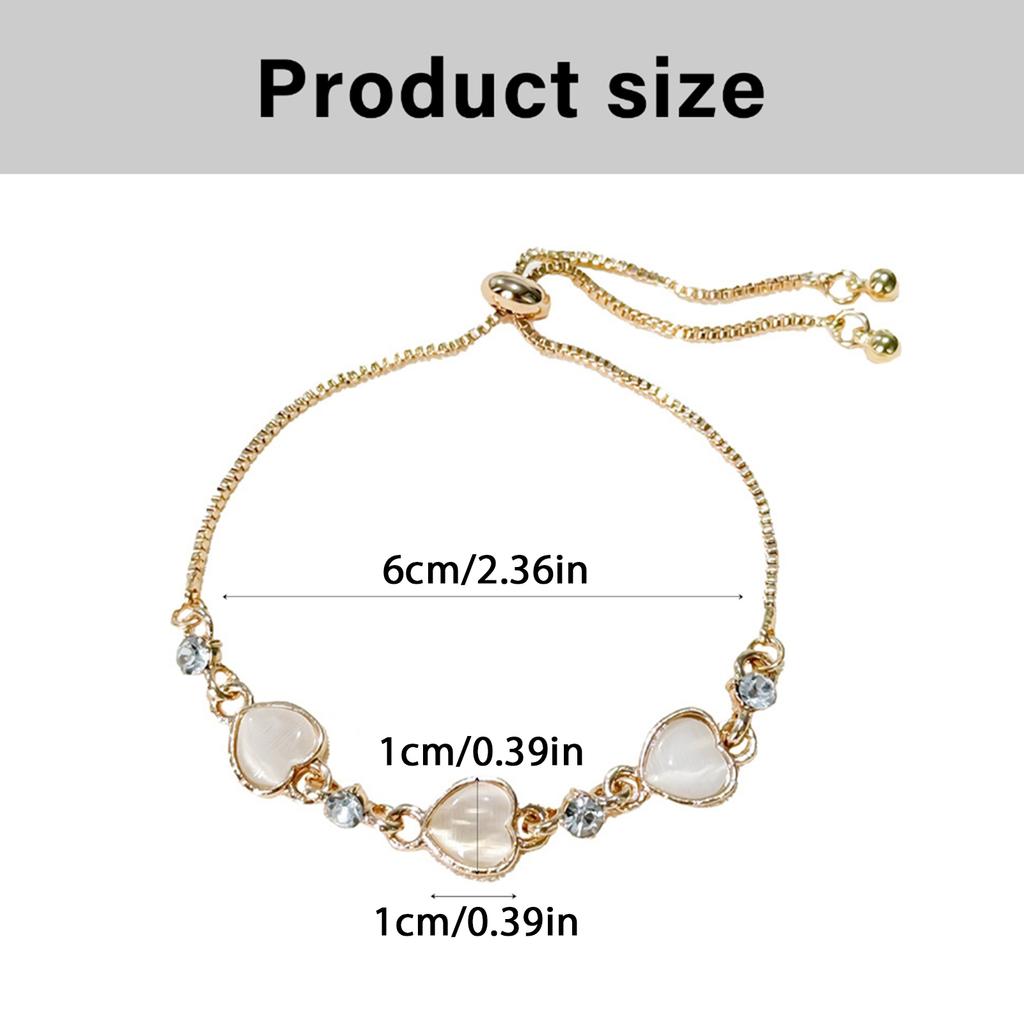 Fashionable Heart Stone Bracelet Metal Chain Bracelet Stylish Wrist Jewelry for Comfort and Durability in Daily Wear