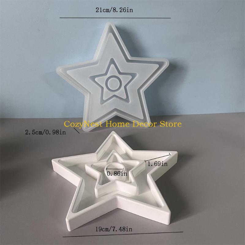 92MF Professional Silicone Star Shape Casting Molds For Crafting Candlestick Candle Holders Bases With Dried Flower Glitters