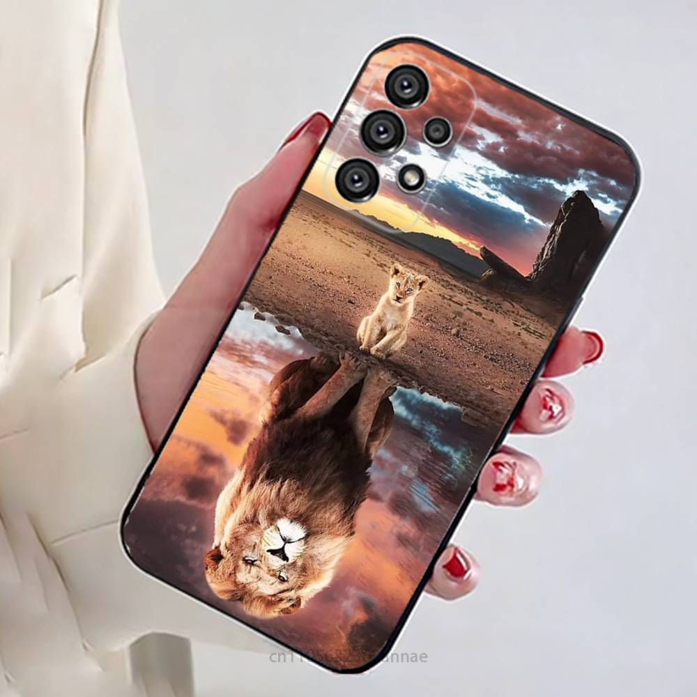 Lion Pattern Phone Case For Samsung Galaxy A13,21s,22,31,32,52,53,71,80,A91 Soft Black Shell