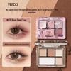VEECCI Weizi Qimeng Five-Color Eyeshadow Palette: Beginner-Friendly Pearlescent & Matte Earth Tones with Glitter.