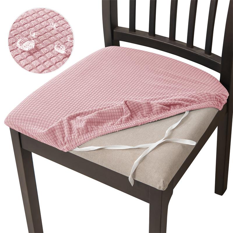 Jacquard Dining Chair Cushion Cover Solid Color Water Repellent Chair Slipcover Dustproof Anti-slip Seat Cover for Living Room