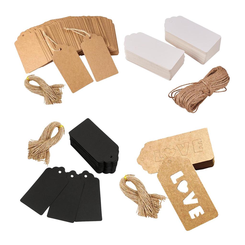 100 PCS Kraft Gift Tags Blank Label Paper Wedding Labels Birthday Luggage Tags